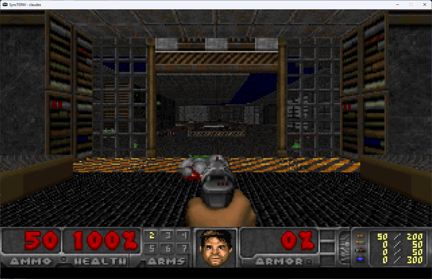 Doom running over Telnet in SyncTERM